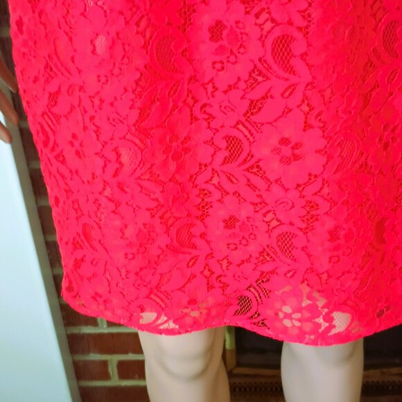 J.Crew Floral Lace Sheath Dress 0 Orange Sleeveless Keyhole Back Fully Lined - Picture 3 of 9